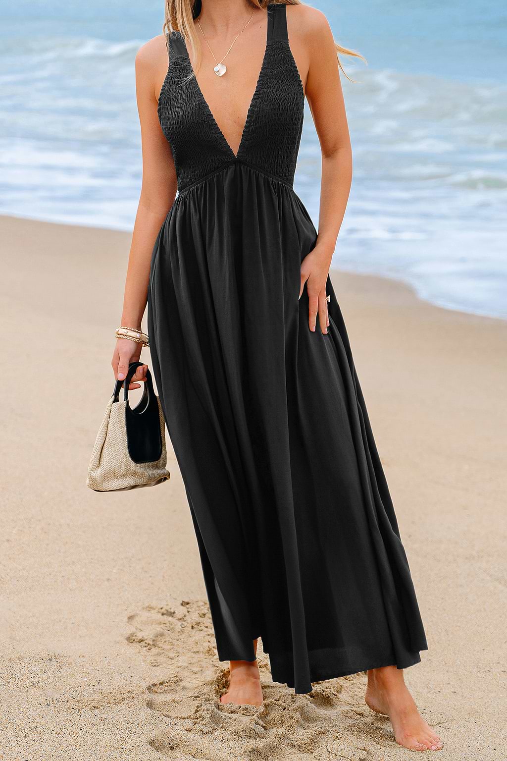 On the Edge Black Maxi Dress