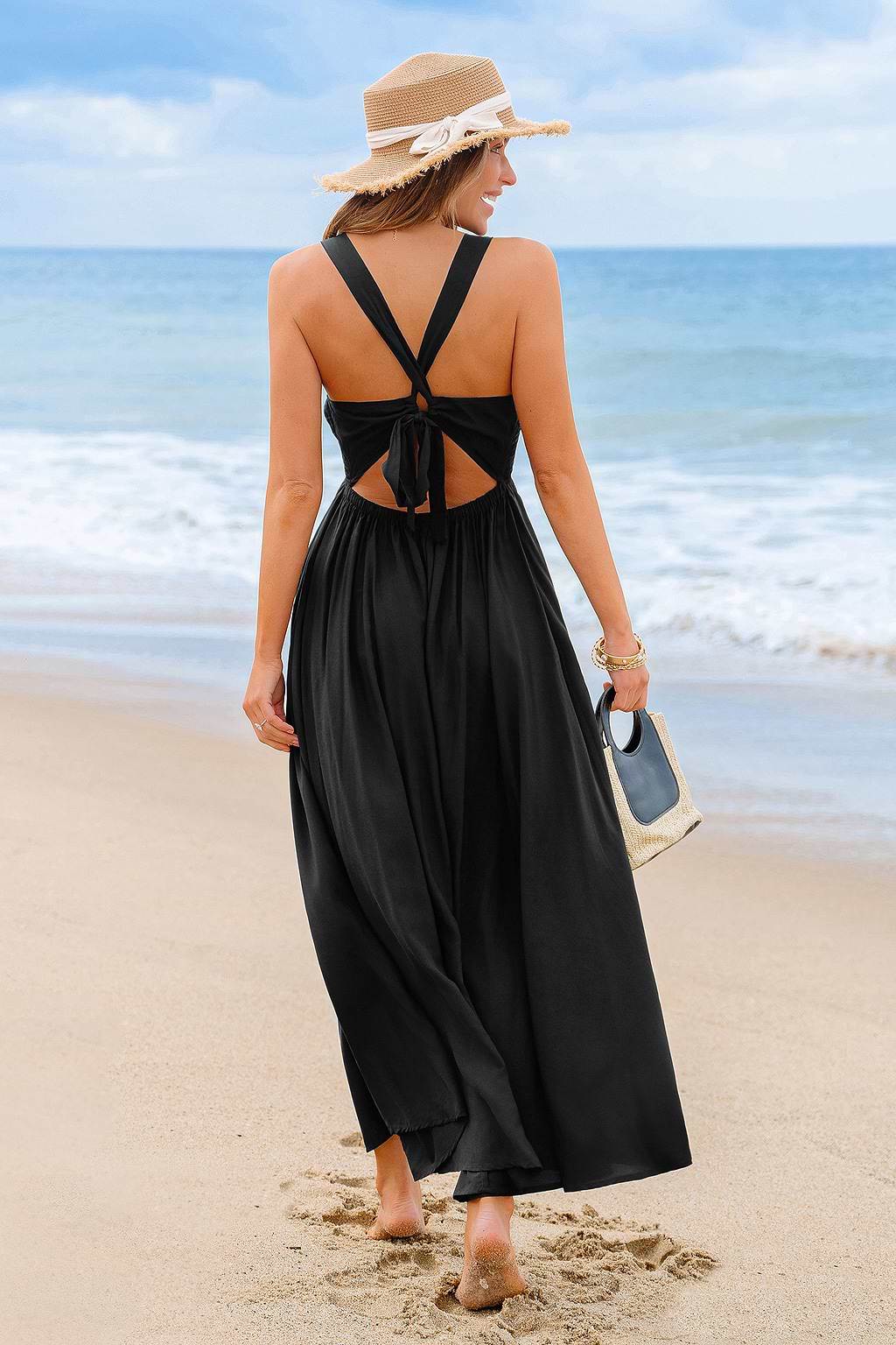 On the Edge Black Maxi Dress