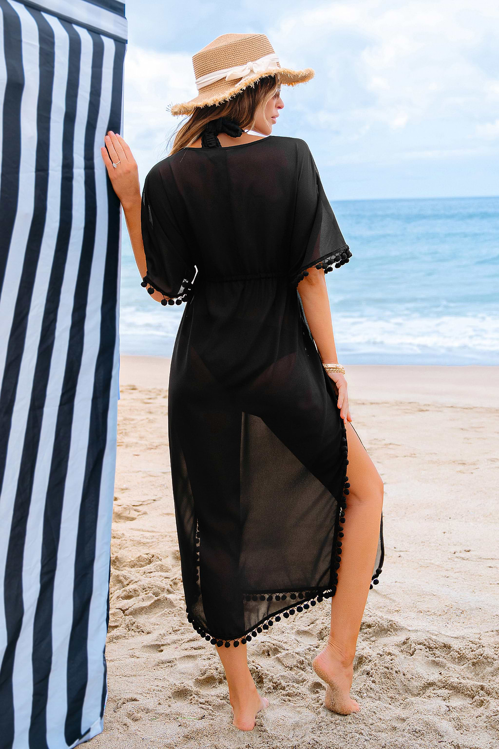 Midnight Oasis Elegant Black Cover-Up Dress