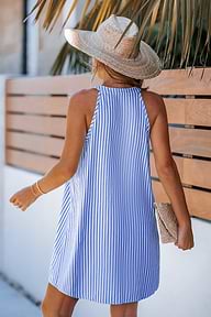 Seaside Elegance Royal Striped Mini Dress