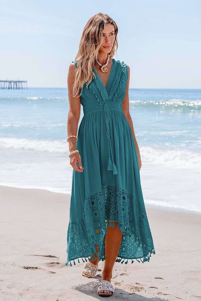 slim fit dress slacks Boho Puff Sleeve Fitted Midi Dress main image 0