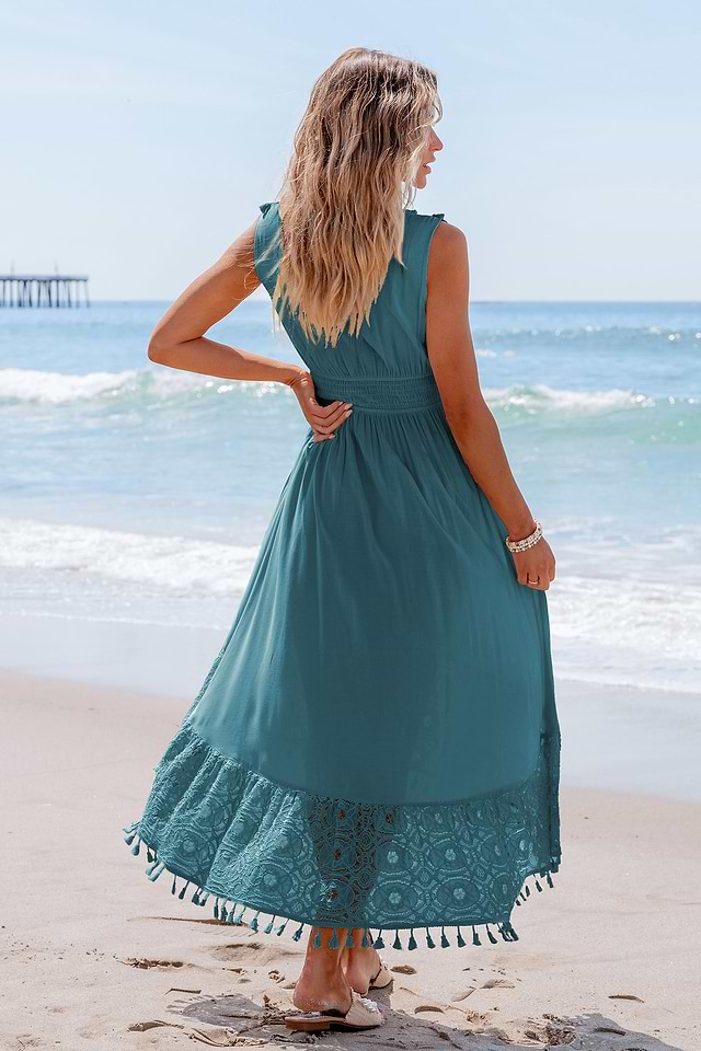 blue dress for baby girl PRETTYGARDEN Womens Summer Boho Maxi Dress Casual Sleeveless Square Ne main image 0