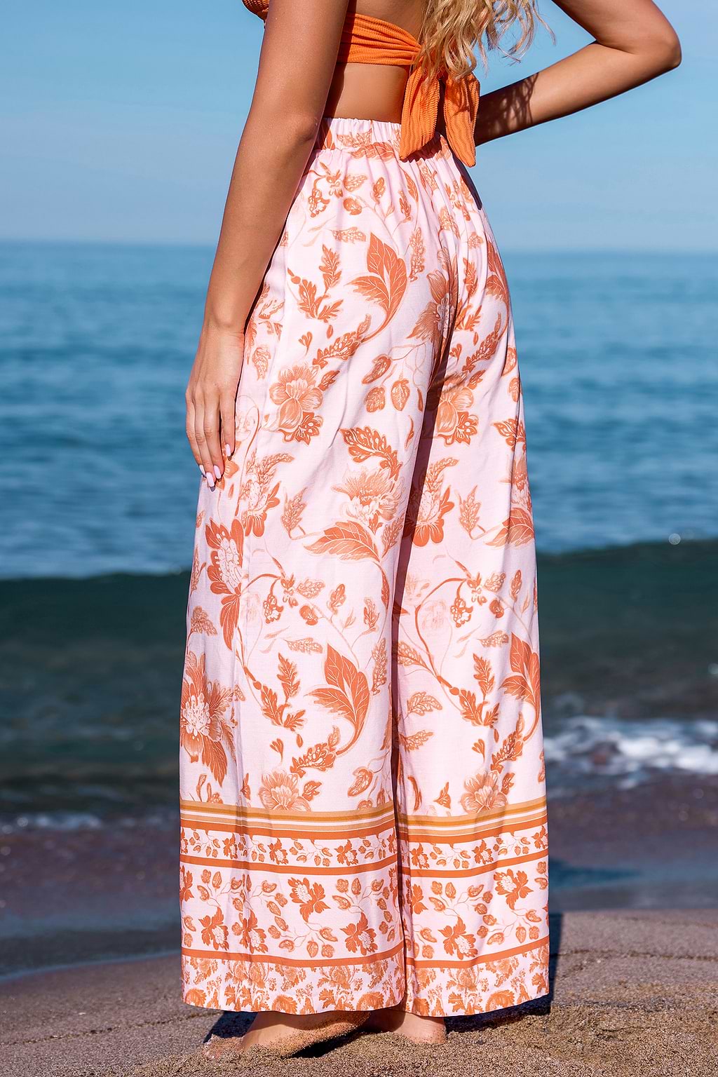 Pantalon cover up floral avec taille élastique