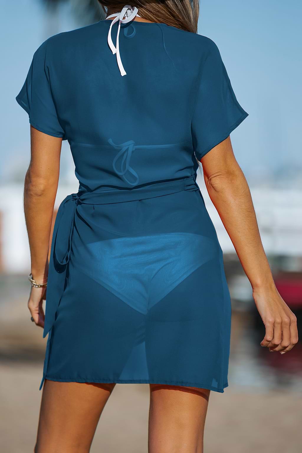 Day Glow Blue Cover-Up Mini Dress