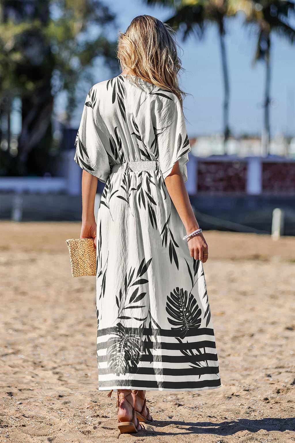 Shore Thing Black Tropical Maxi Dress