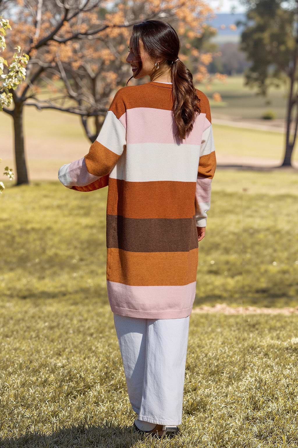 Halloween Colorblock Open Front Long Sleeve Longline Cardigan
