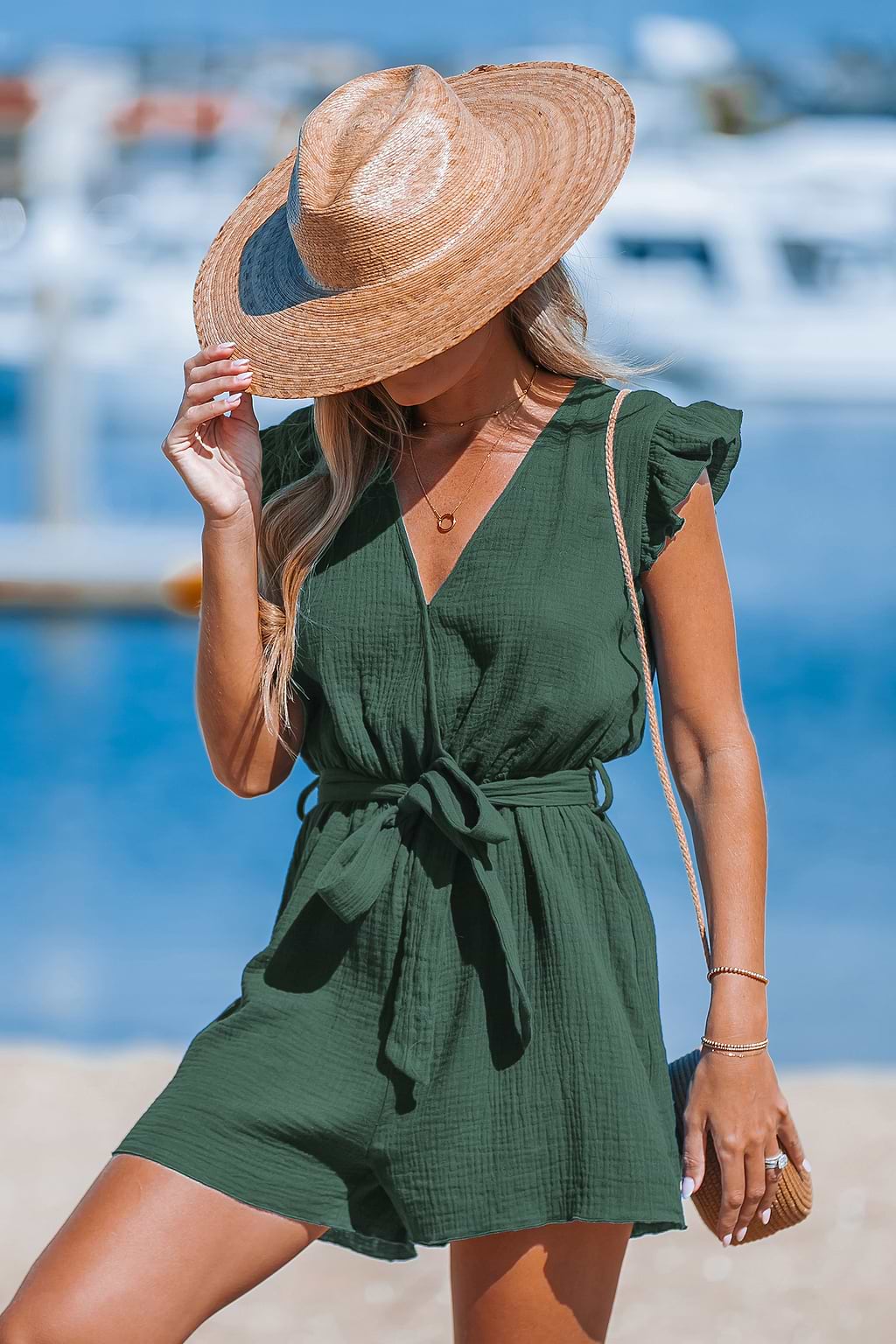 Floral Flutter Green Playsuit