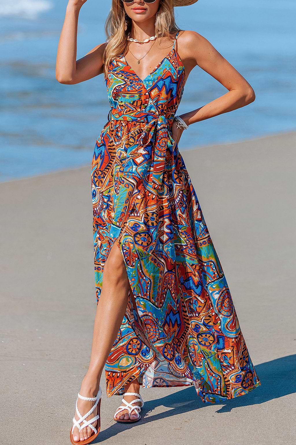 Abstract Rhythm Multicolor Maxi Dress