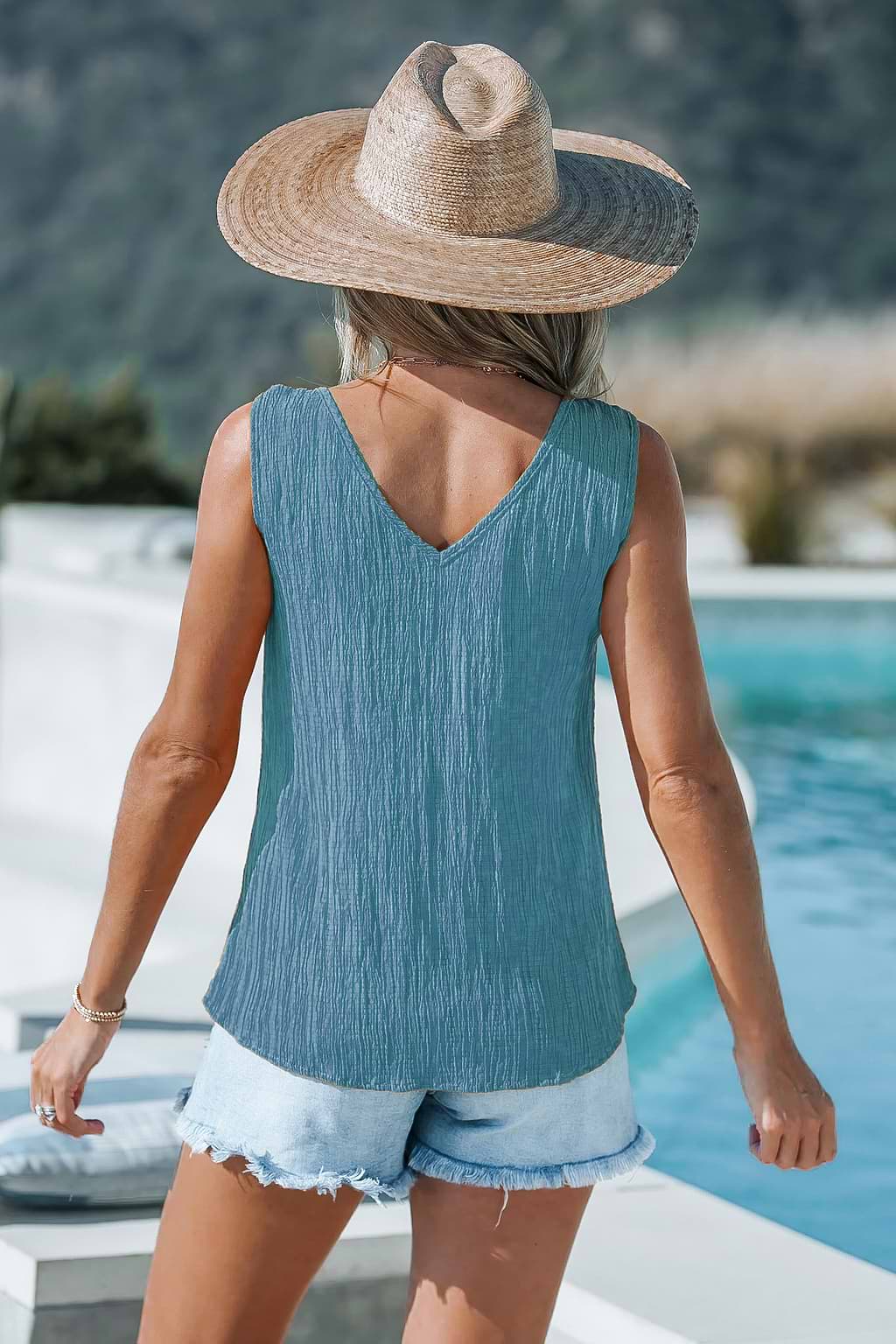 Asymmetrical Colorblock V-Neck Cami