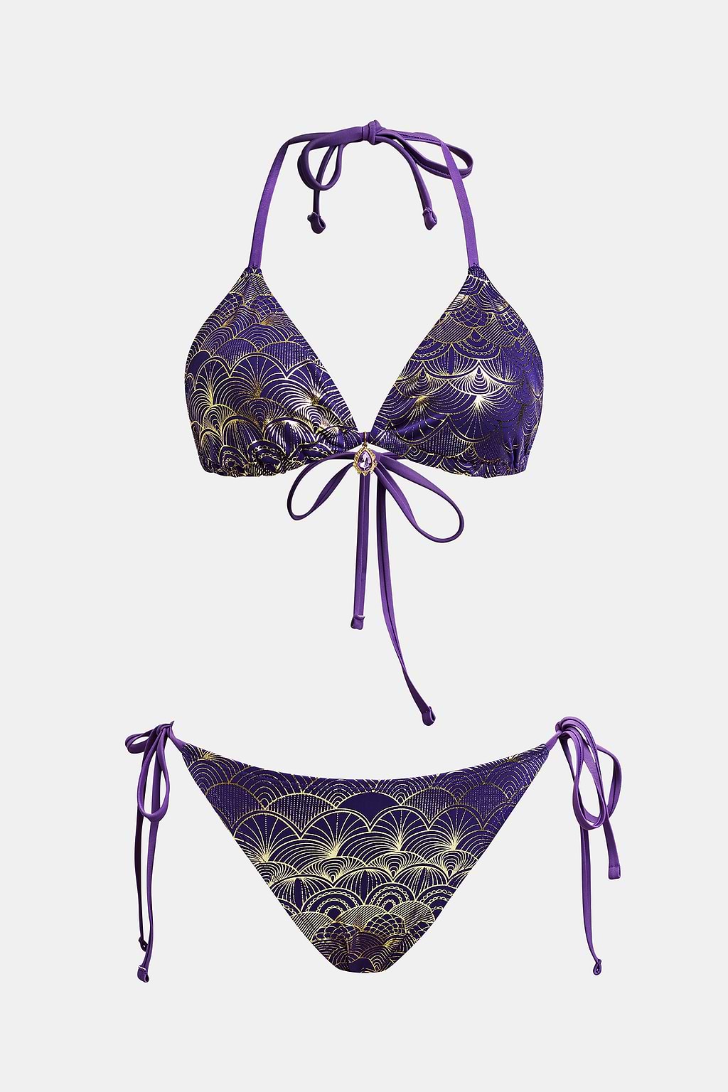 Glam Deco Ornate Halterneck Bikini Set