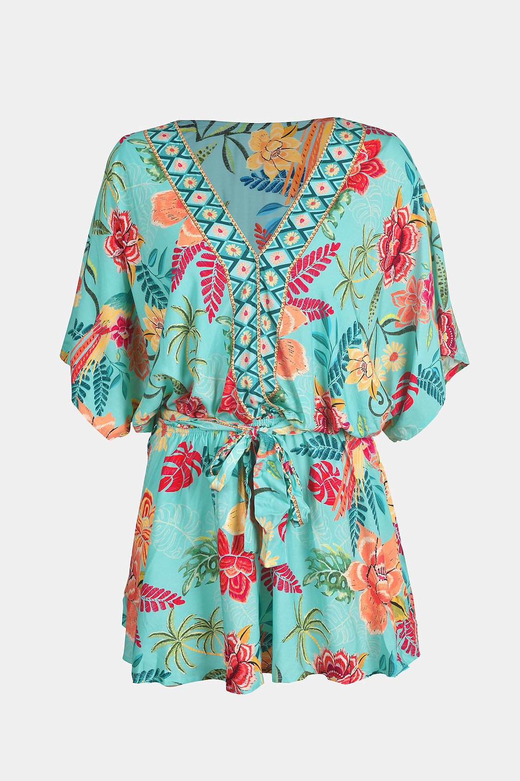 Tropical Dolman Sleeve Casual Mini Dress