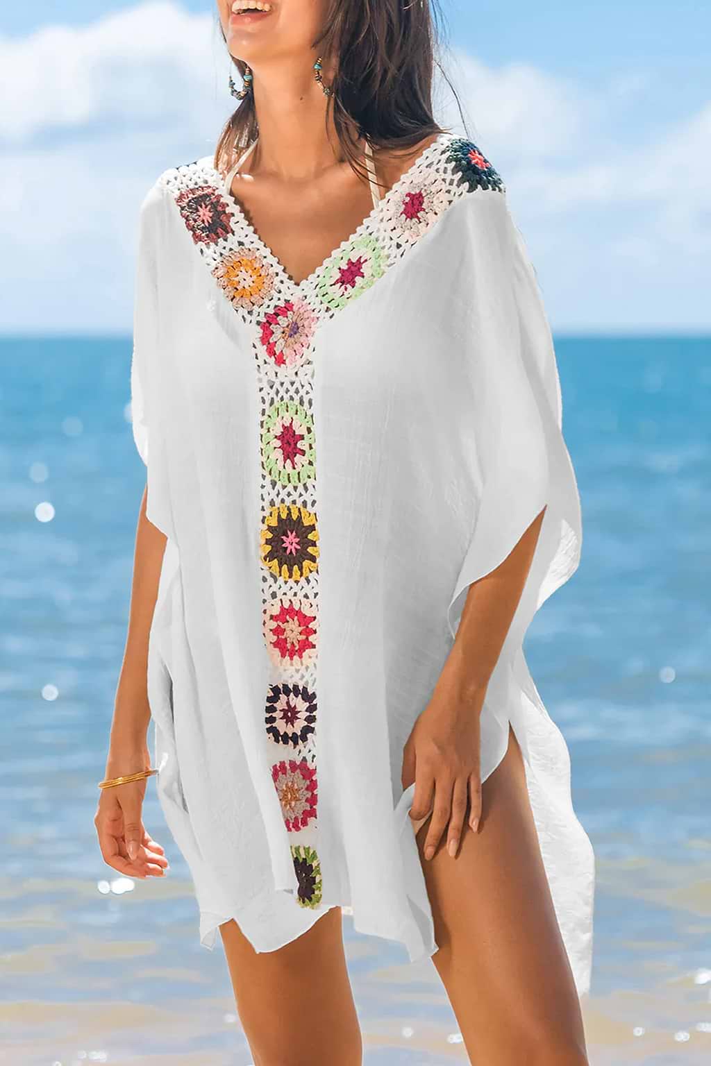 Bohemian Chill White Cover-Up Mini Dress