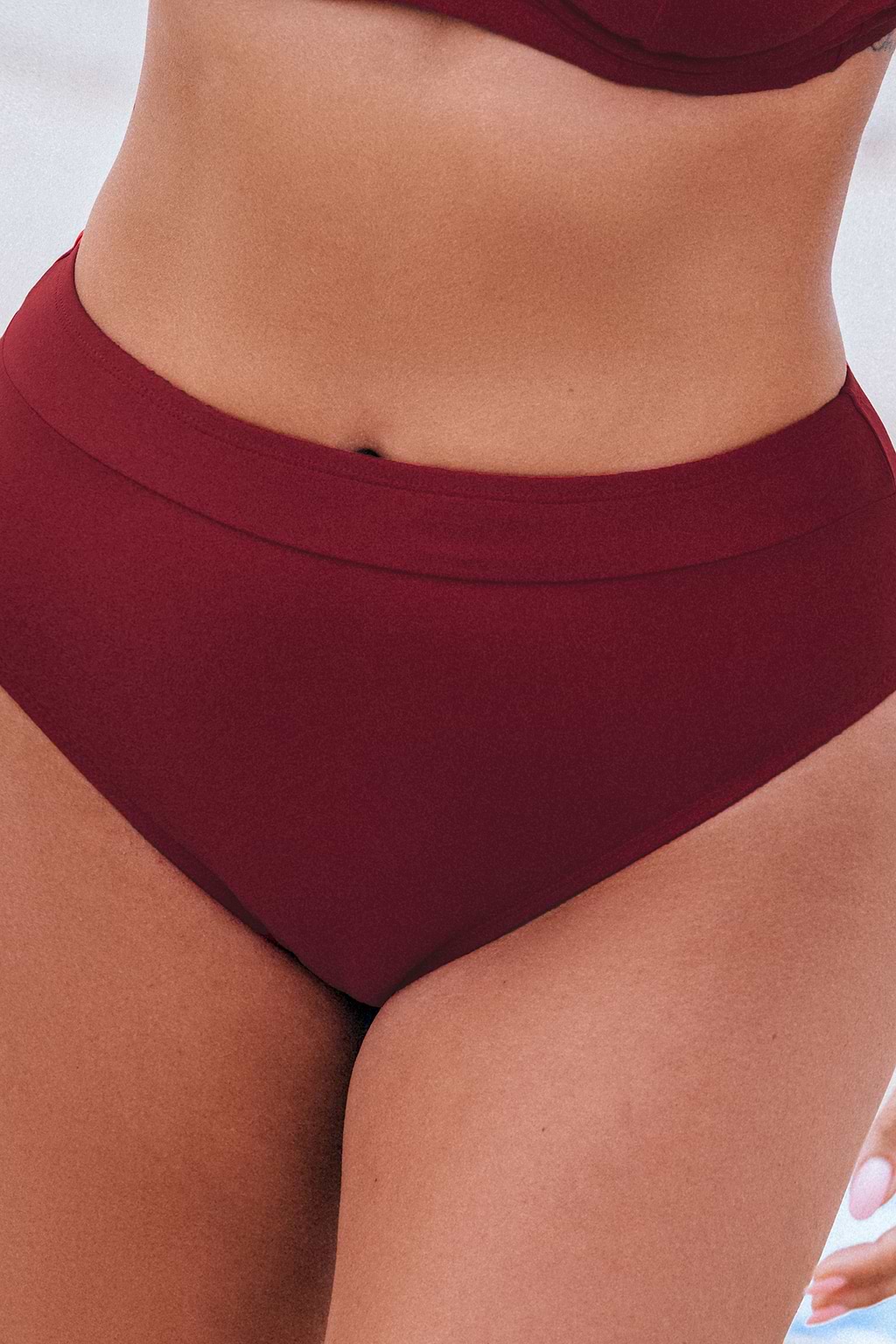 Maroon High-Rise Bikini Bottoms