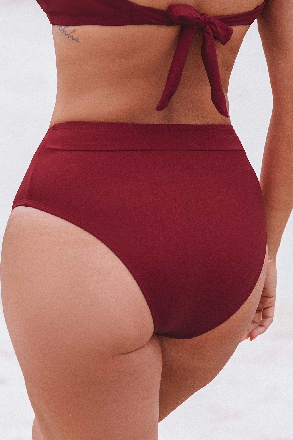 Maroon High-Rise Bikini Bottoms