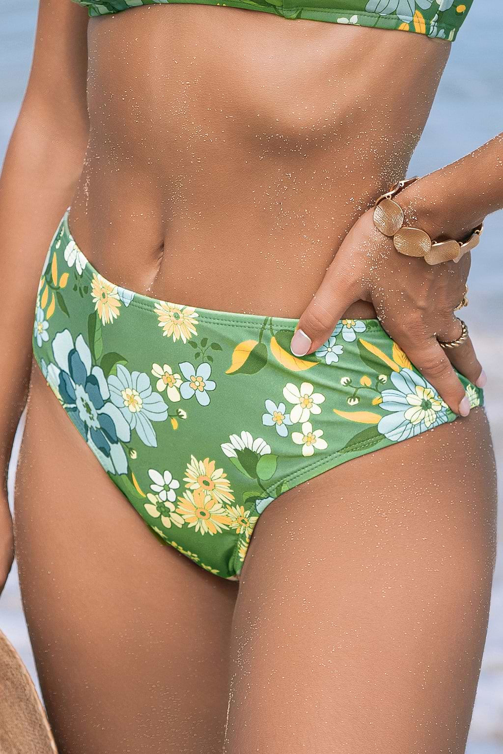 Floral Print Mid-Rise Cheeky Bikini Bottoms