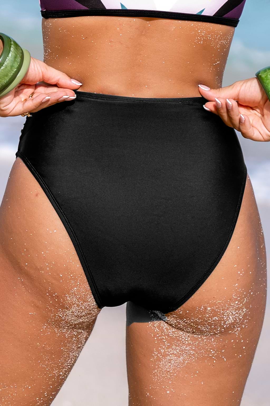 Shirred High-Rise Bikini Bottoms