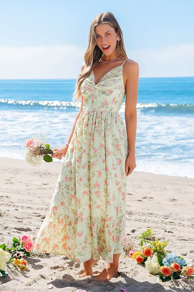 princess polly baby blue dress Garden Party Tapestry Midi Dress – ModCloth main image 0