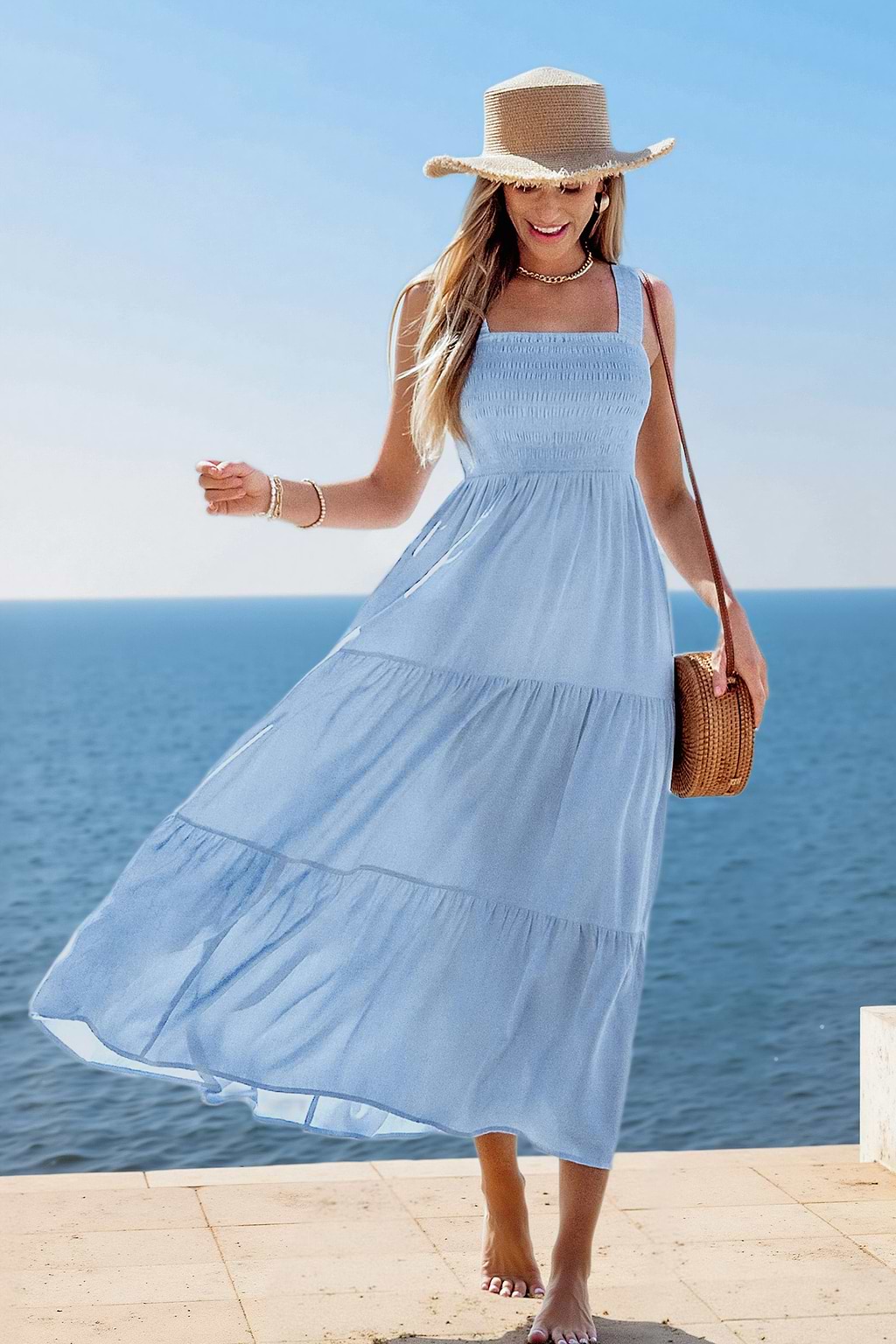 Skyline Serenity Smocked Maxi Dress