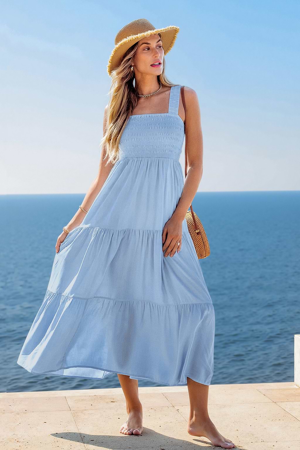 Skyline Serenity Smocked Maxi Dress