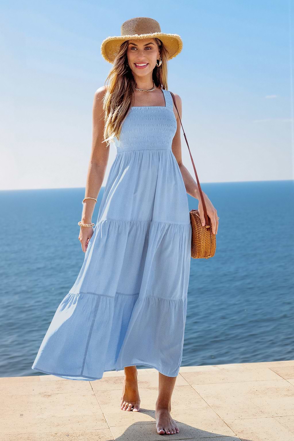 Skyline Serenity Smocked Maxi Dress