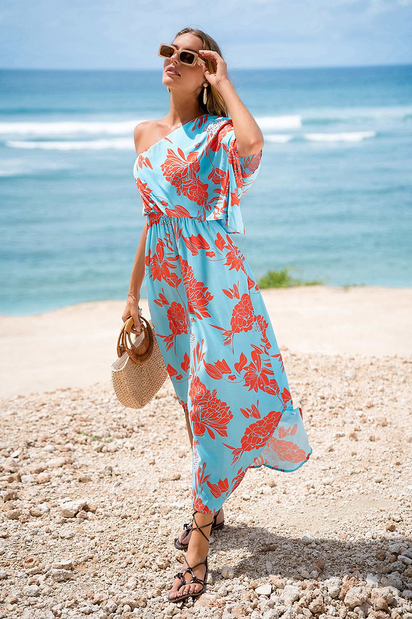 Swaying Breeze Tropical Maxi Dress
