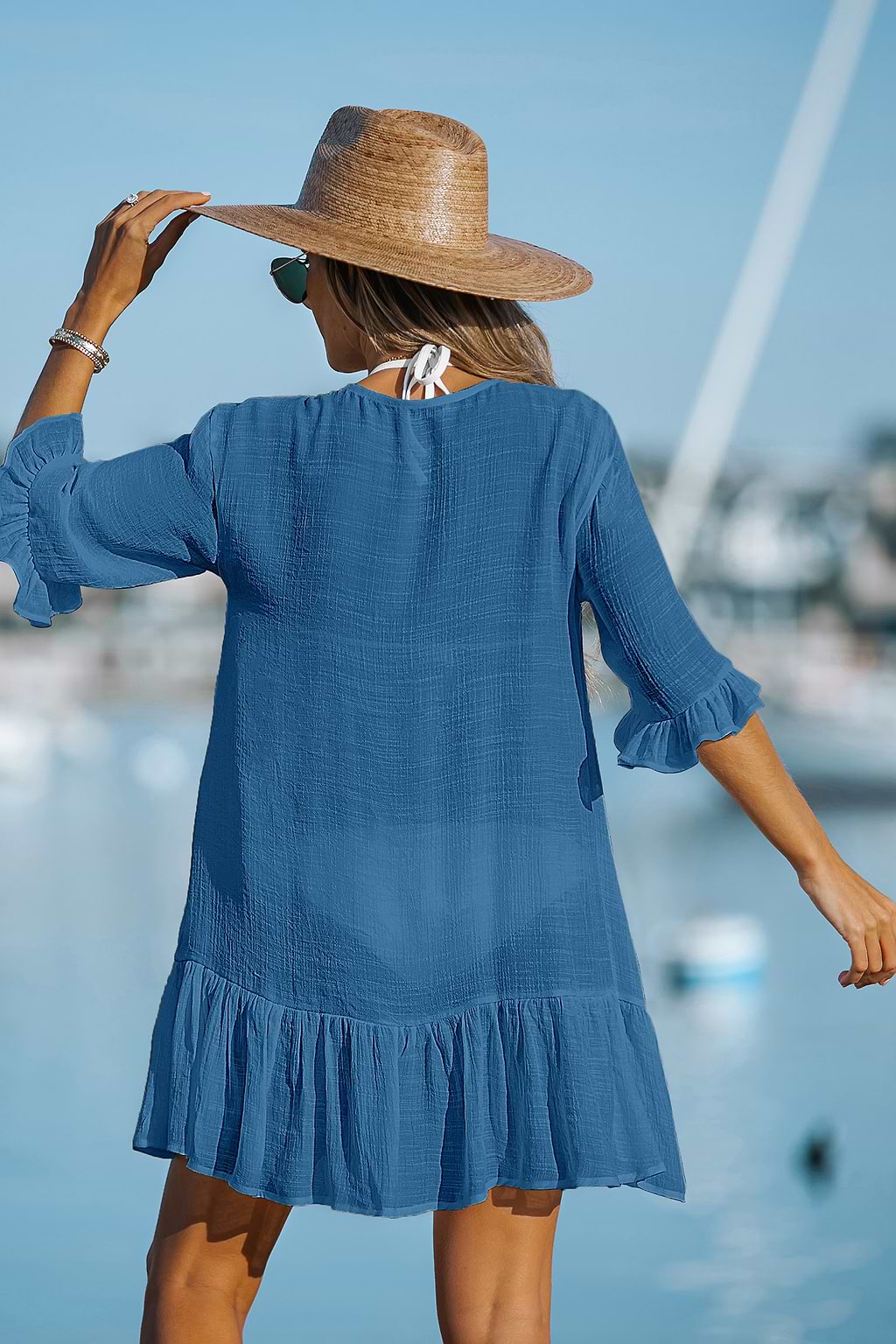 Shoreline Glow Blue Cover-Up Mini Dress