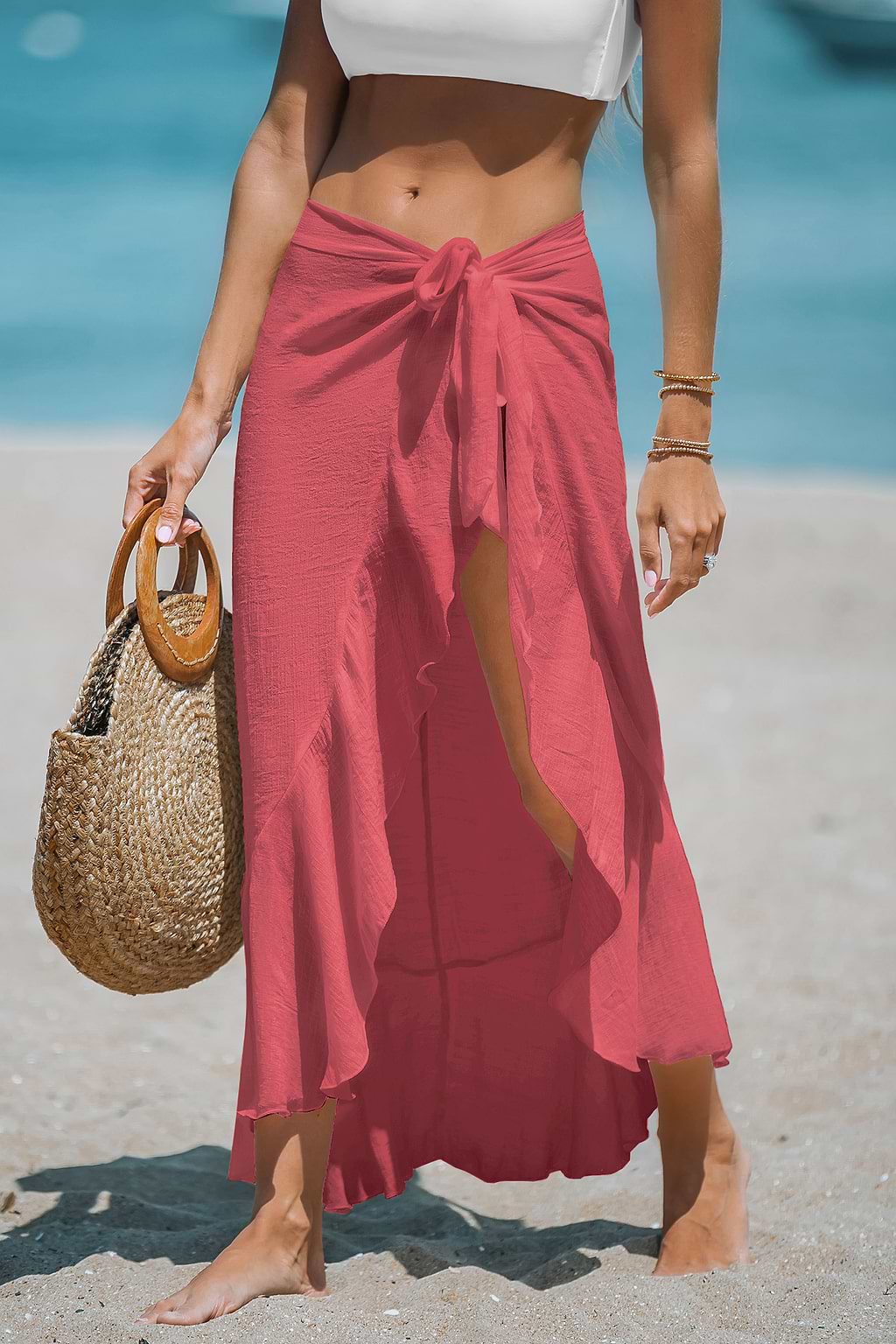 Coral Bloom Pink Sarong Cover-Up