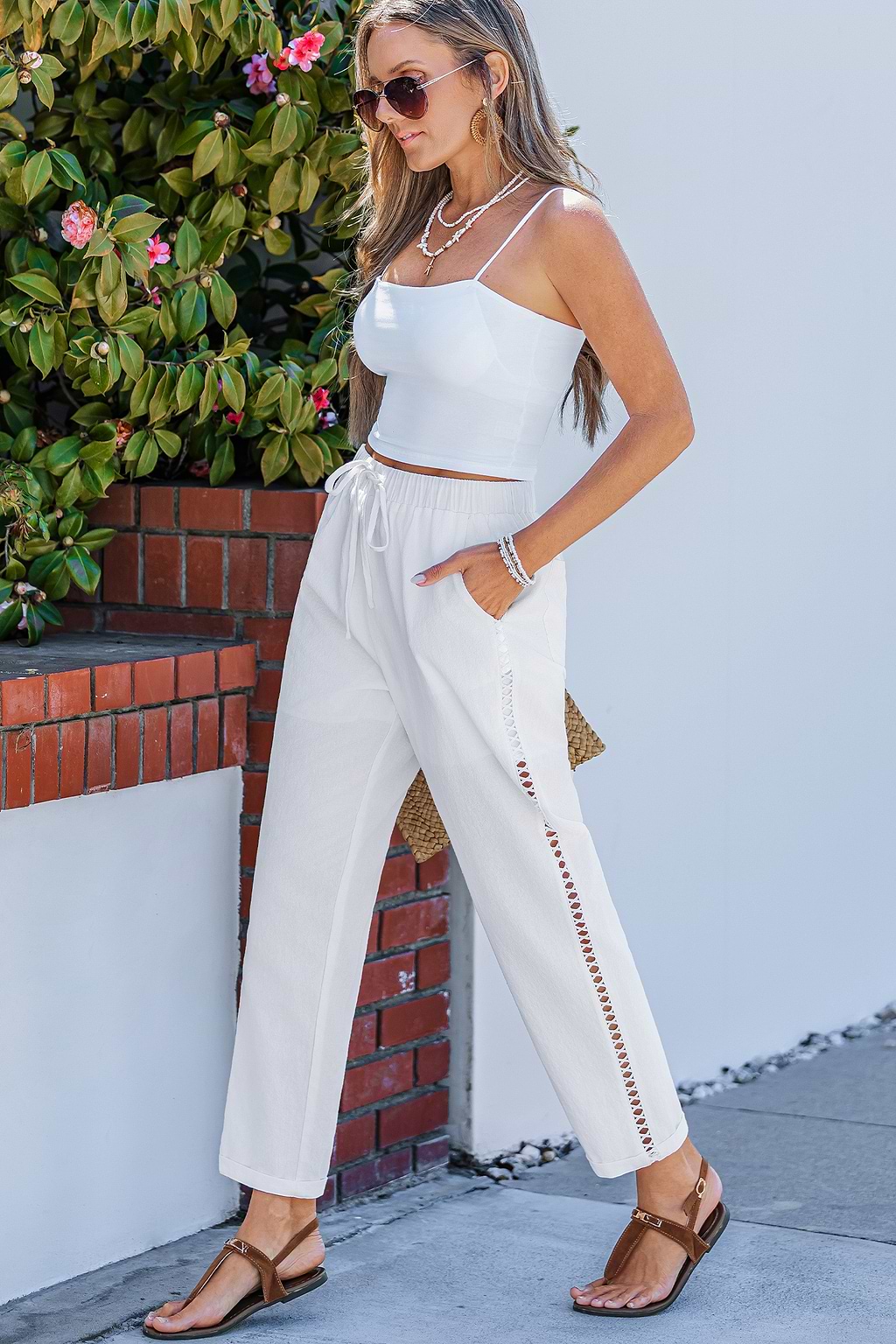 Laguna Lattice White Pants