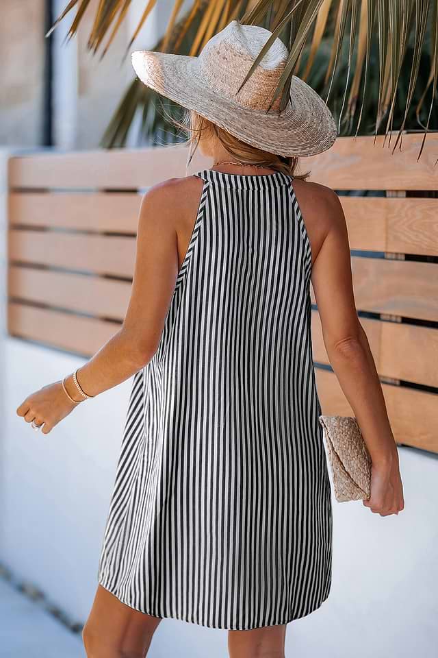 Marina Striped Cover-Up Mini Dress Marina Striped Cover-Up Mini Dress