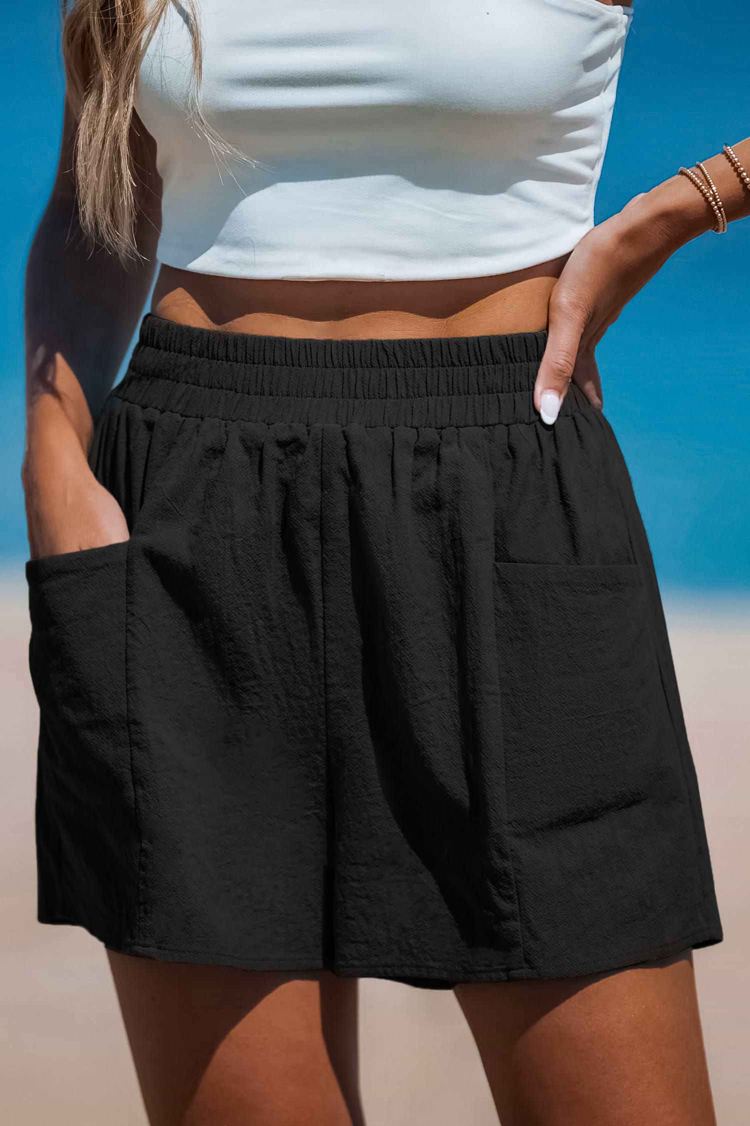 Seaside Air Black Shorts | Breezy & Comfortable | Cupshe