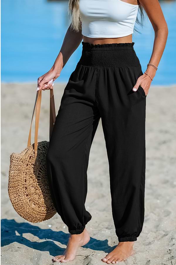 Navy Blue Cupshe Woven Drawstring Wide Leg Pants Daa02D4A001Uu Navy M Sz M Navy Drawstring Waist Tapered Leg Pants main image 4
