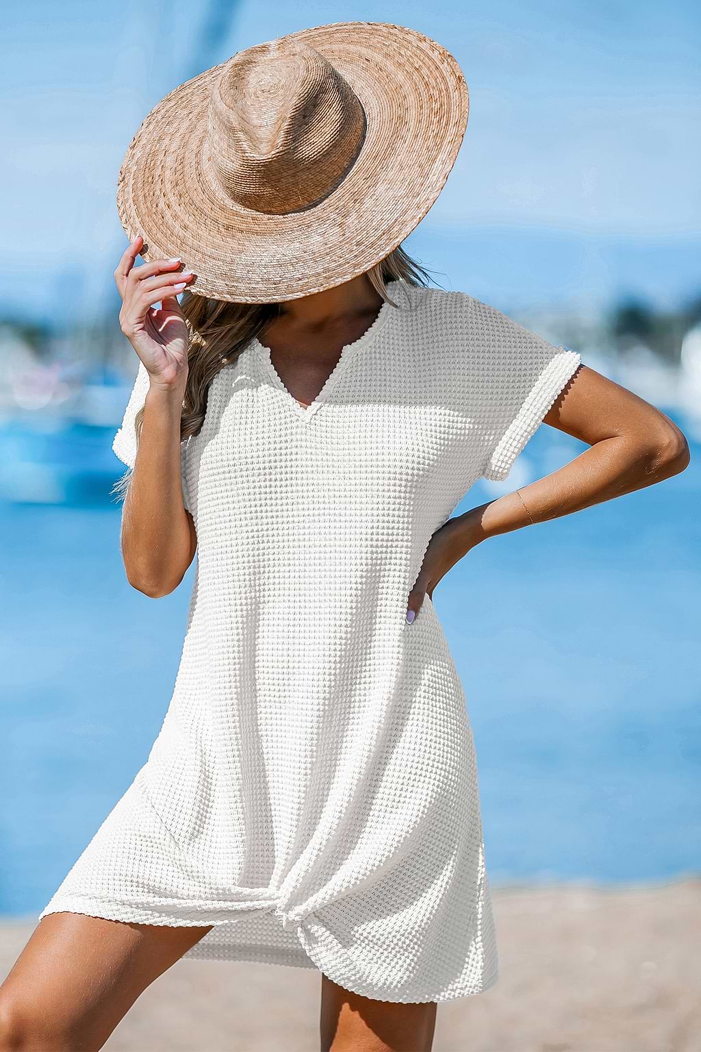 Comfy Lounge White Cover-Up Mini Dress