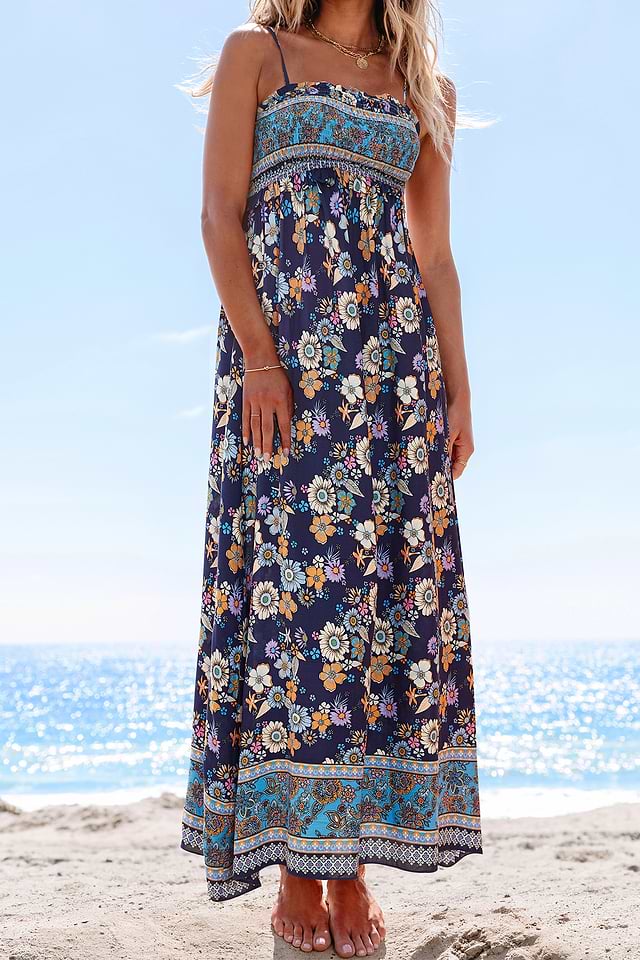 open lace back dress Boho Maxi Dress | Pastel Pinstripe | S/M