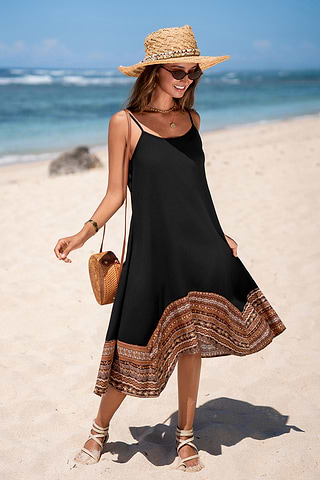 Boho Waltz Black Mini Dress