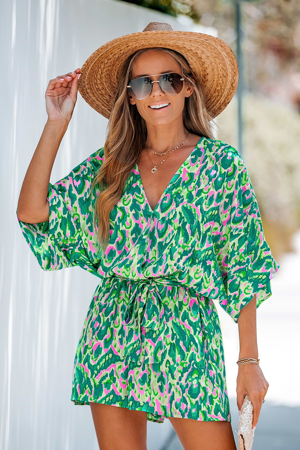 Lace Up Leopard Print Romper