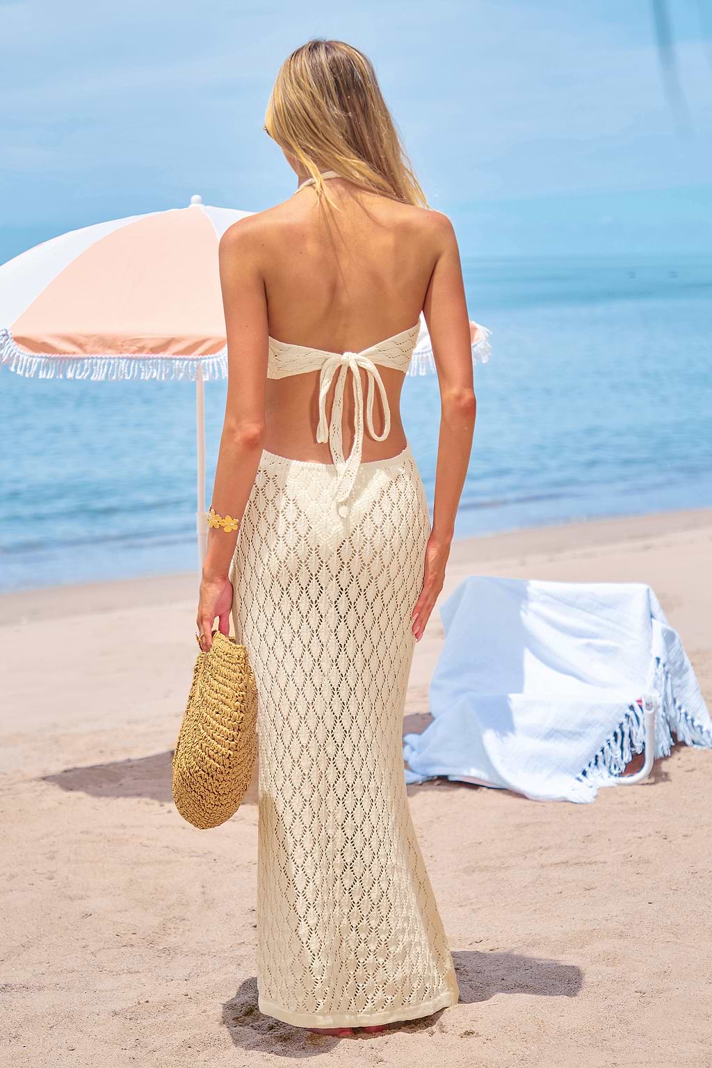 Luxe Knit Beige Cover-Up Maxi Dress
