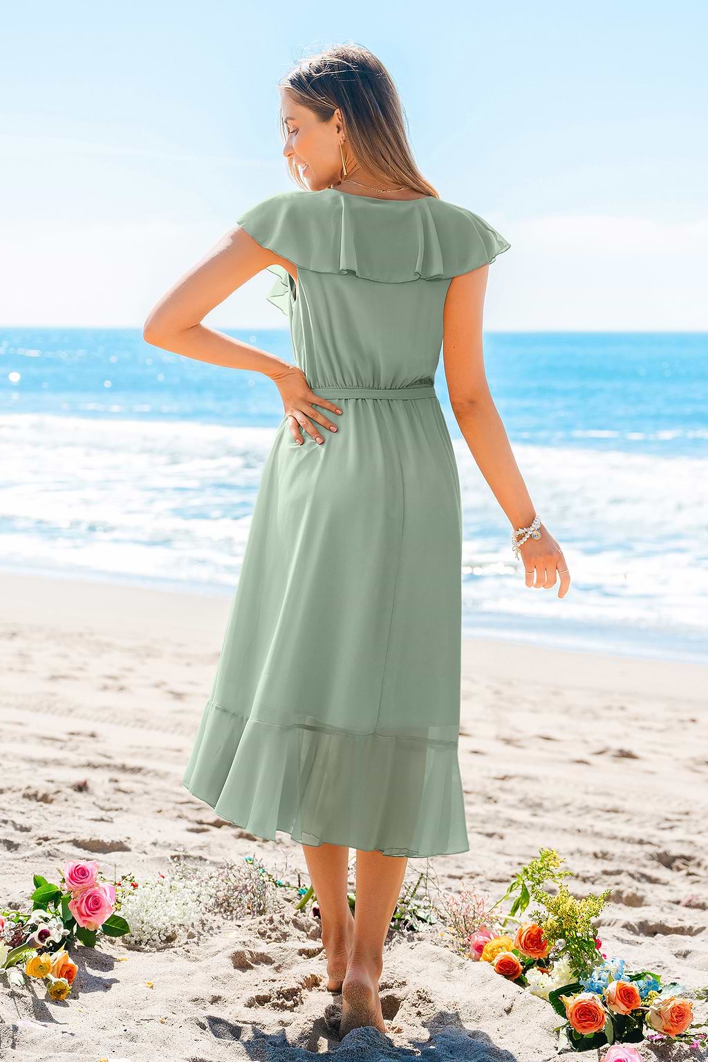 Soft Aura Green Midi Dress