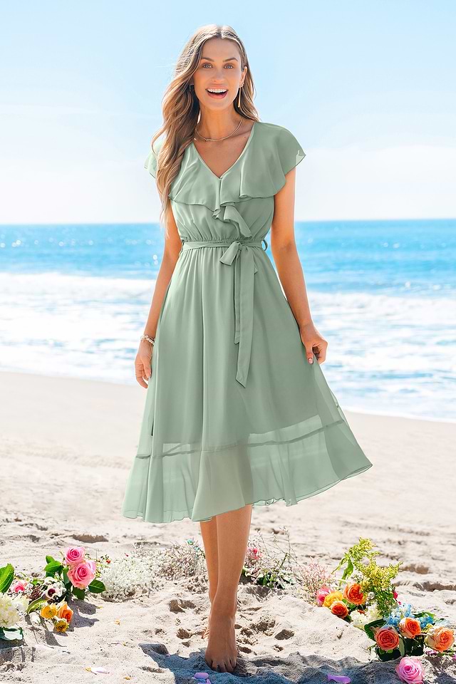 Soft Aura Green Midi Dress