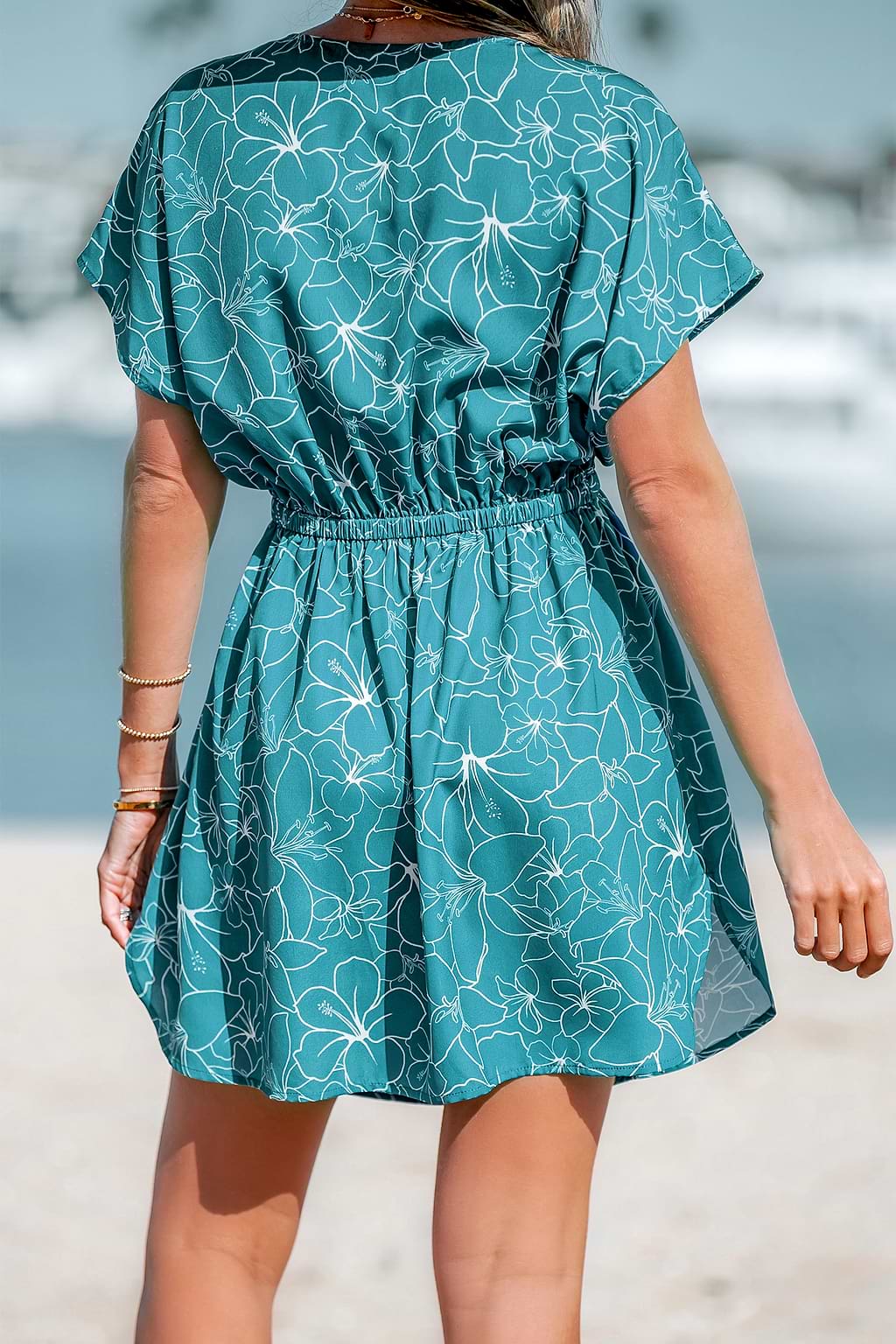 Palm Party Floral Cover-Up Mini Dress