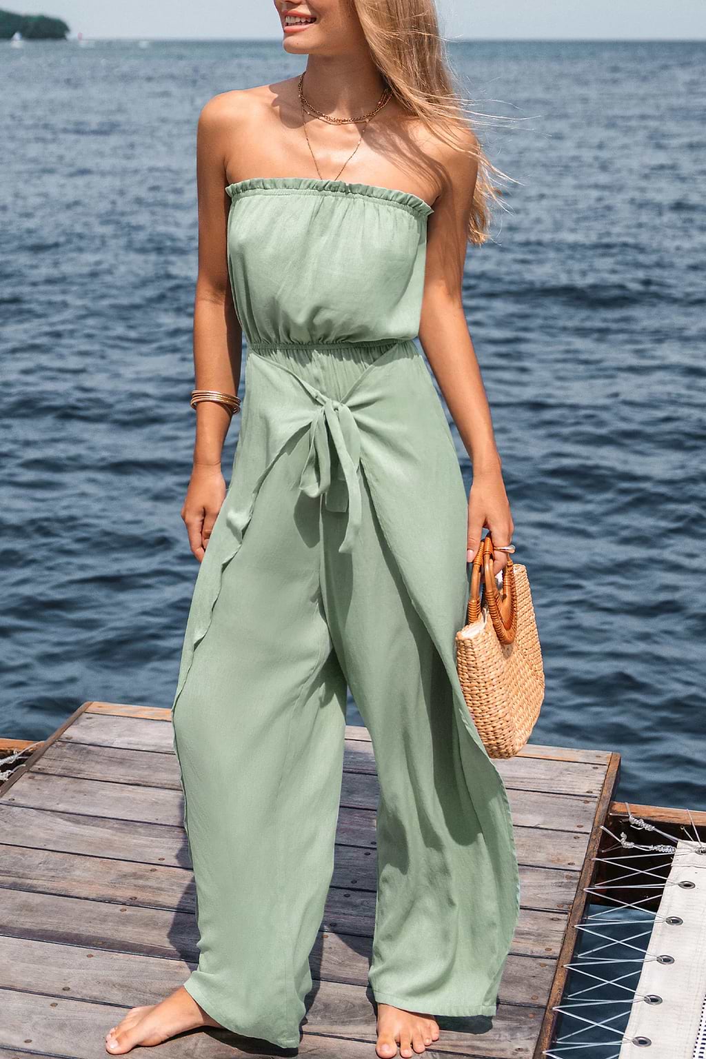 Tulip Meadow Green Cover-Up Jumpsuit