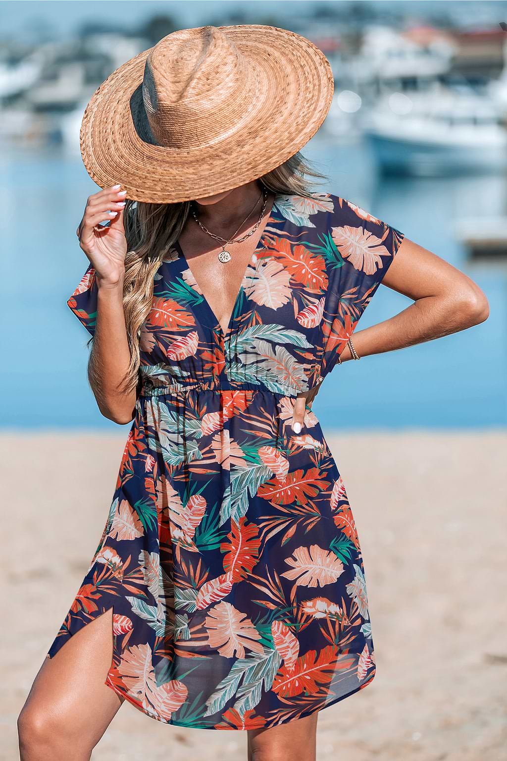 Wild Tropics Floral Cover-Up Mini Dress