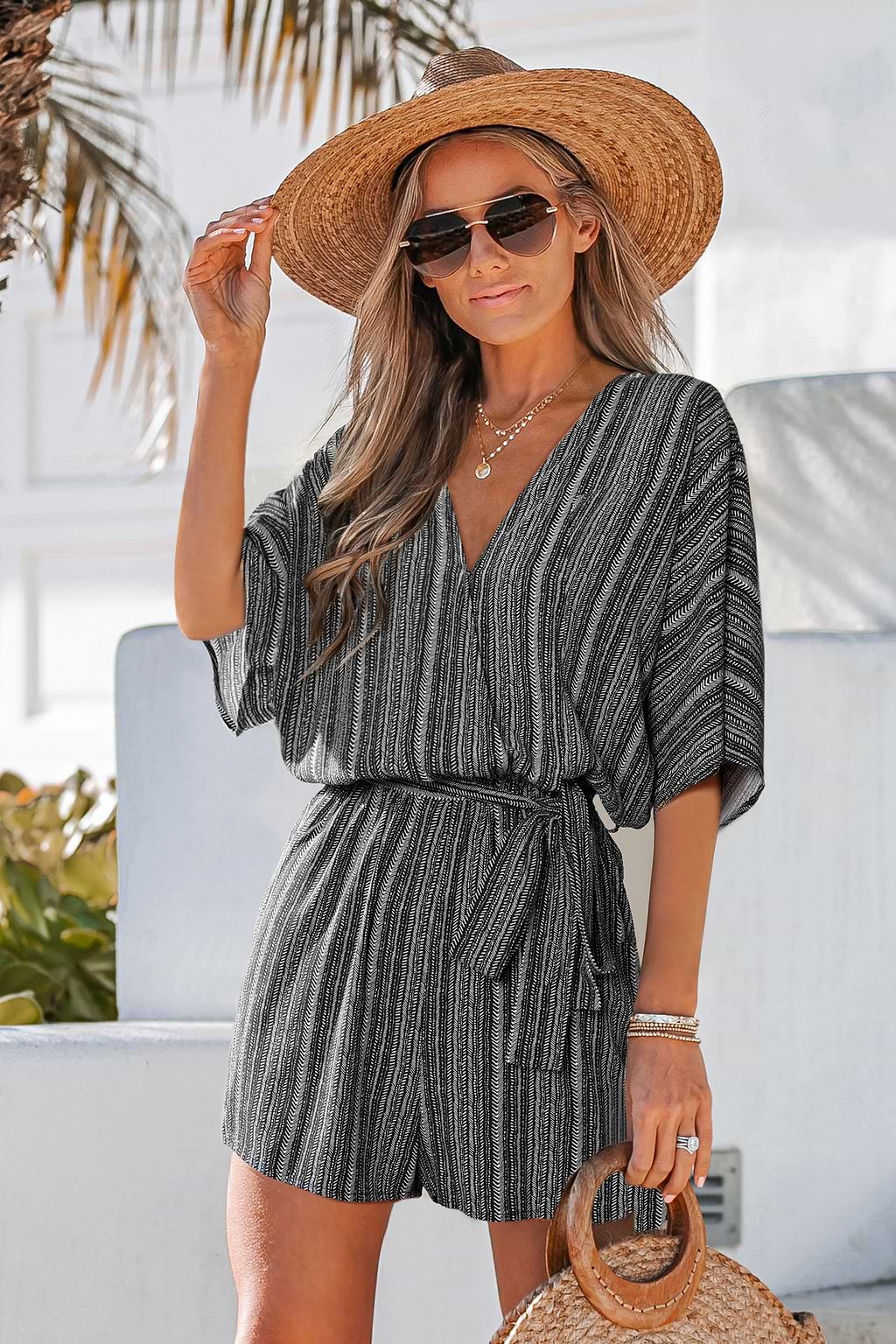 Boho tkany kombinezon w paski