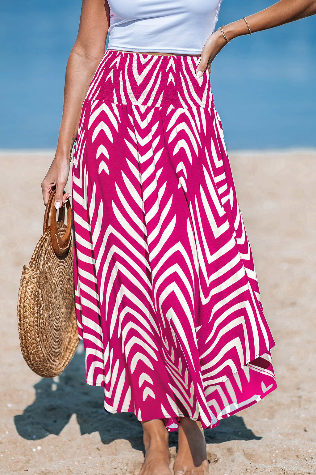 Ocean Waves Abstract Midi Skirt