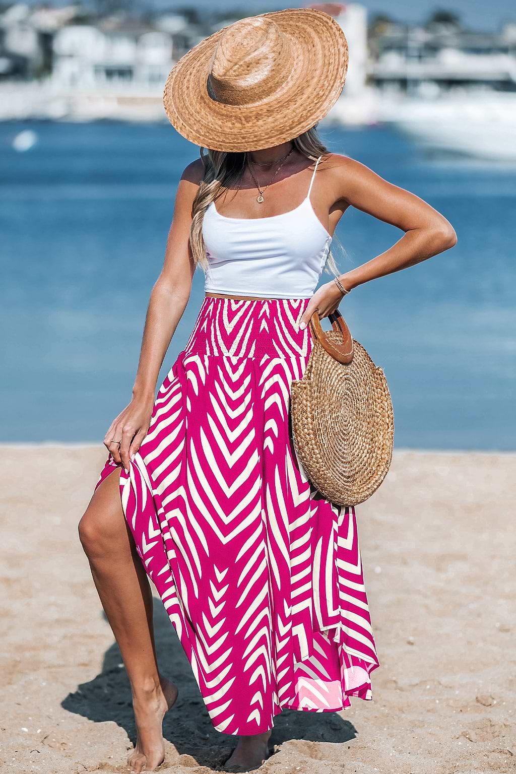 Ocean Waves Abstract Midi Skirt