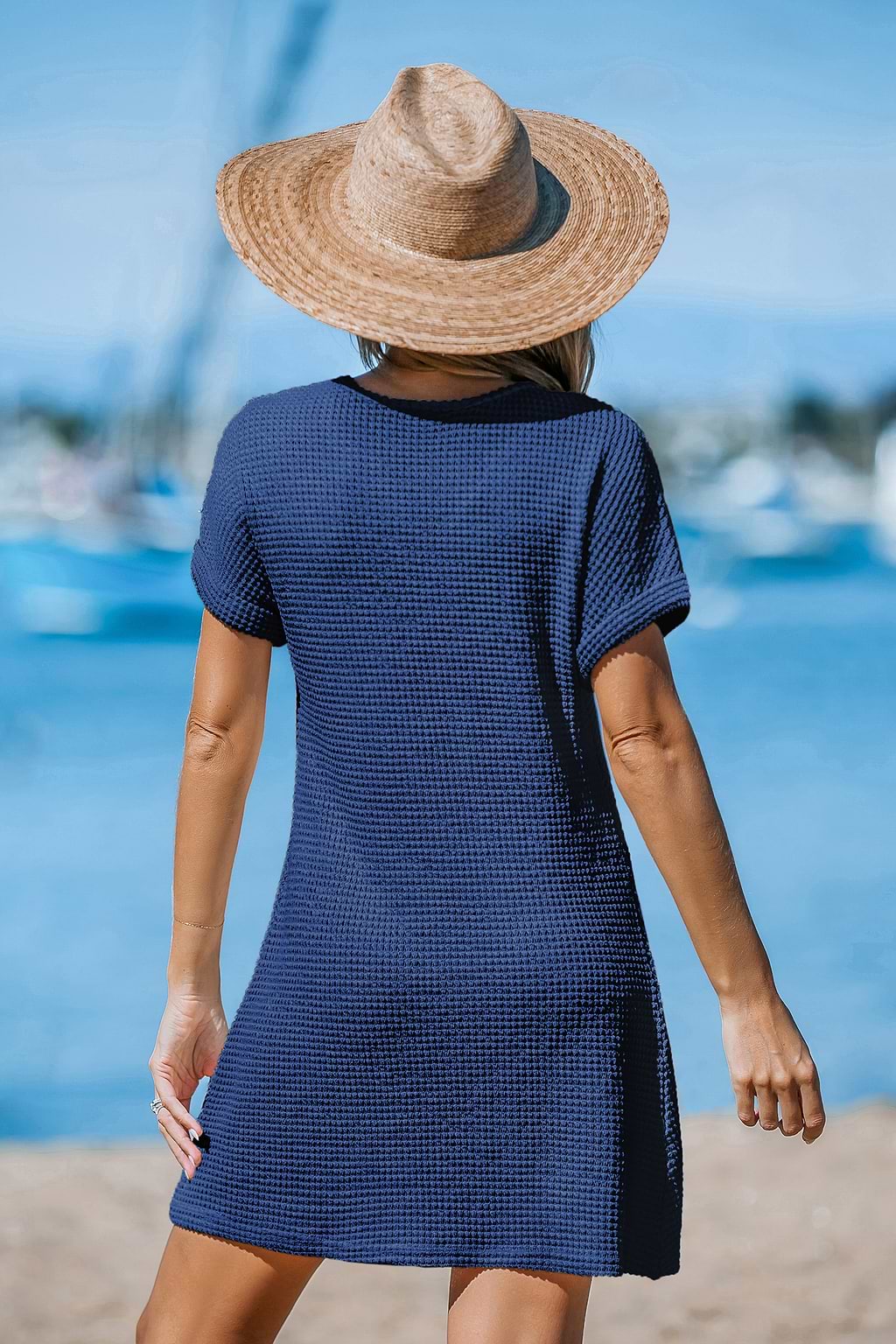 Easy Twist Blue Cover-Up Mini Dress