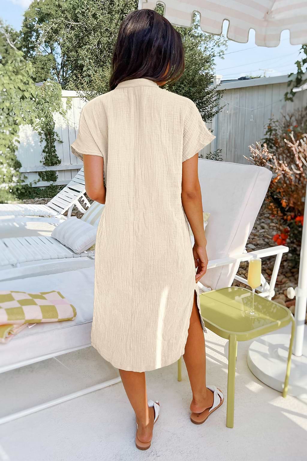 Leisurely Luxe Beige Midi Dress