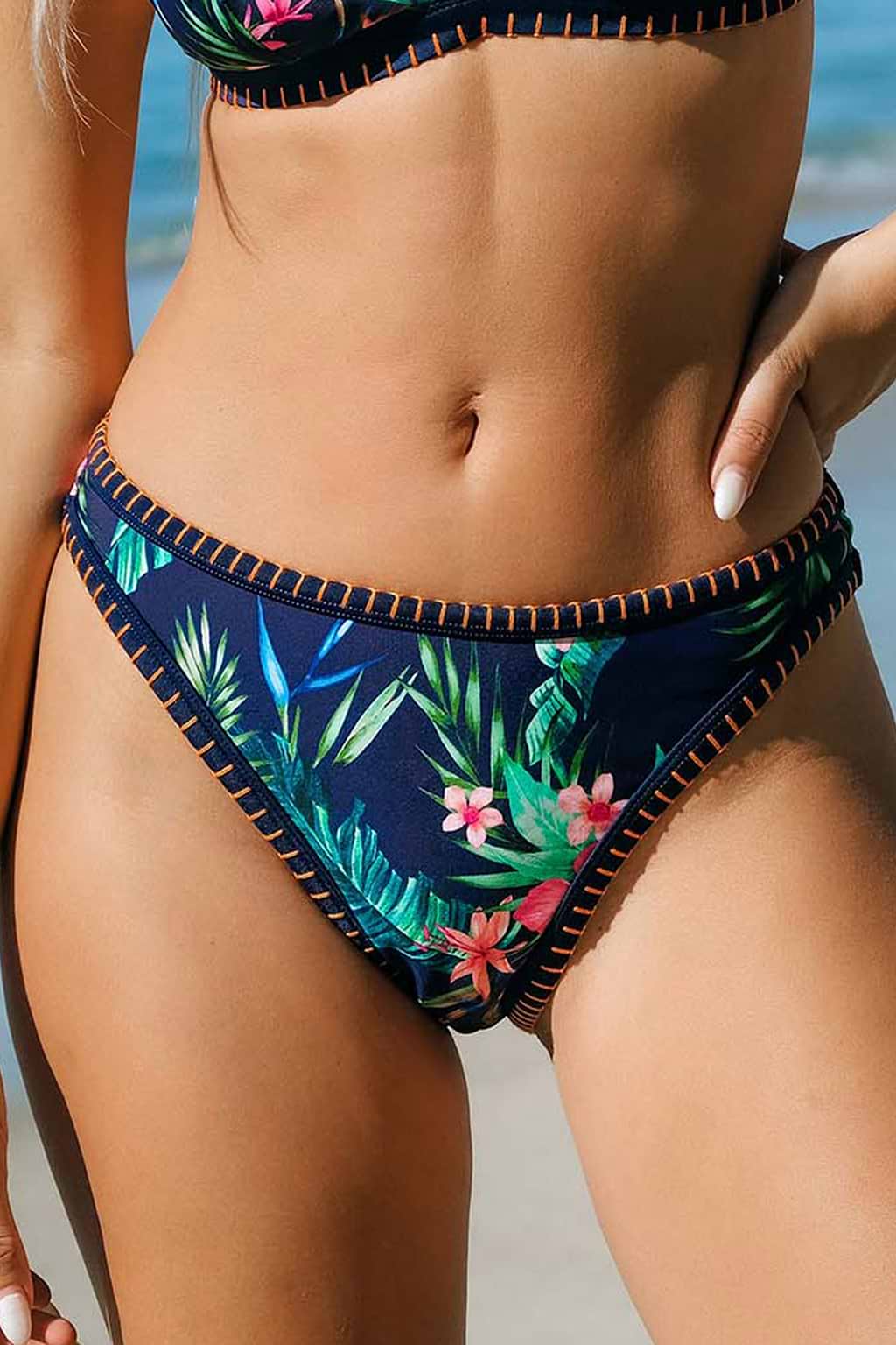 Night Orchid Whipstitch Mid-Rise Bikini Bottoms