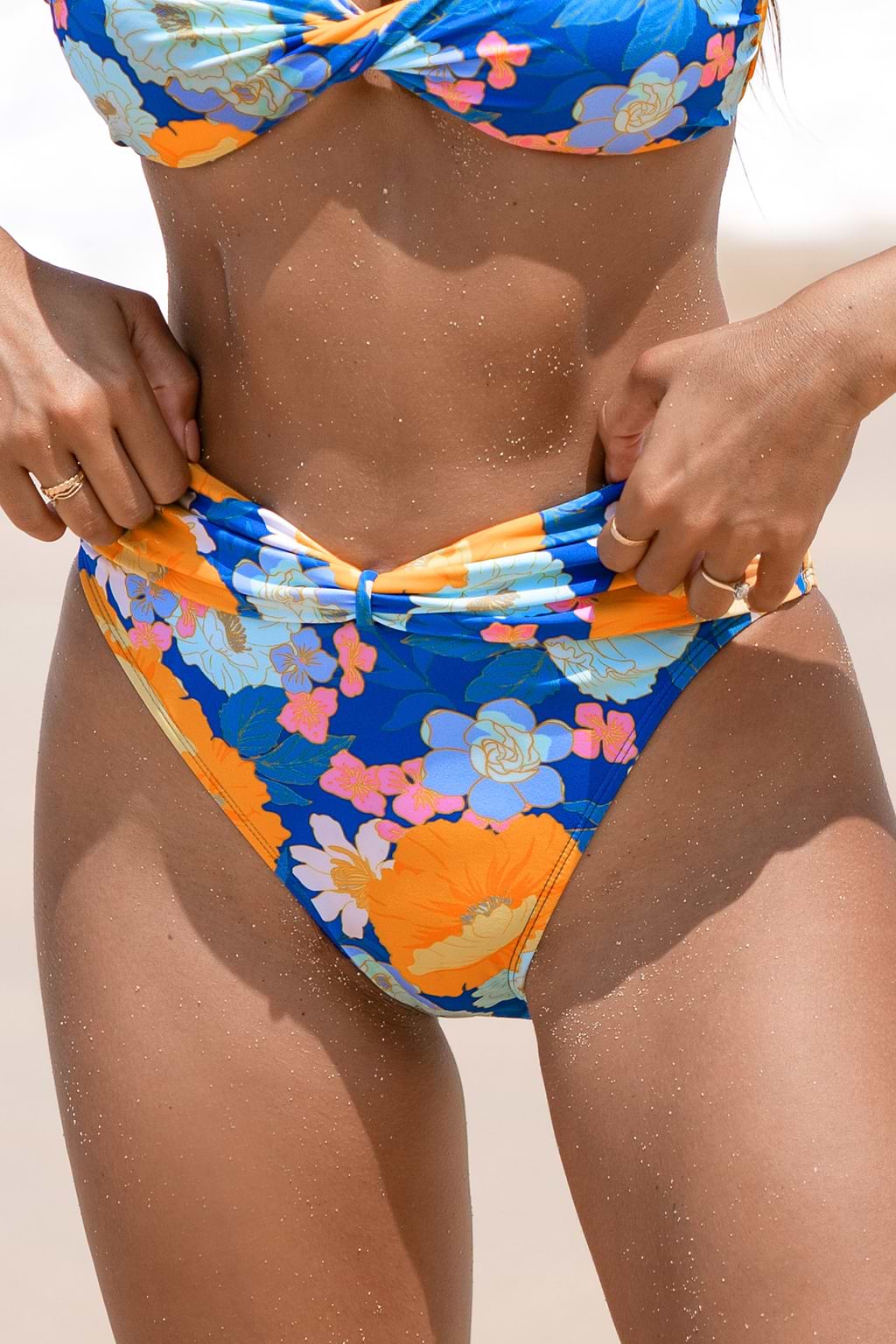 Peaceful Garden Twisted High-Rise Bikini Bottoms