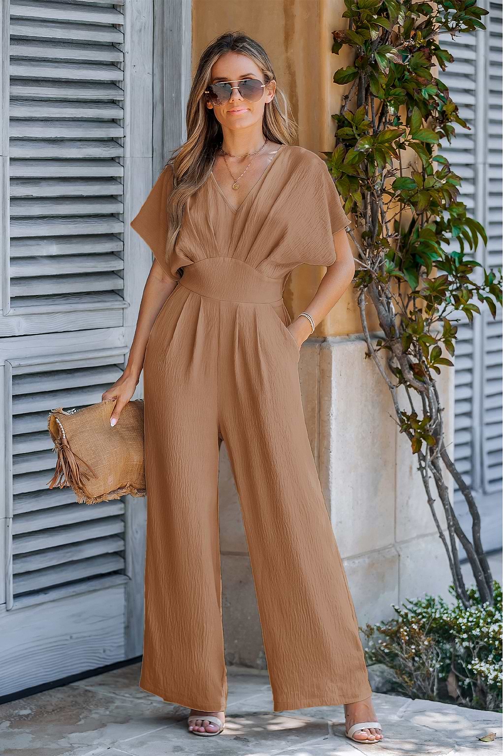 Structured Edge Khaki Jumpsuit