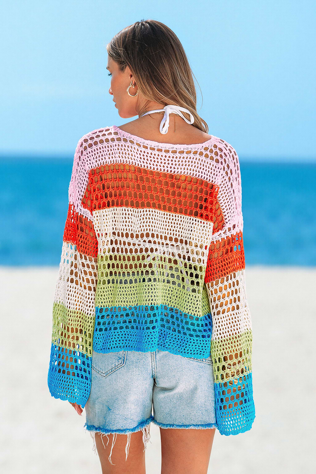 Zachte contrasterende regenboog cover-up top